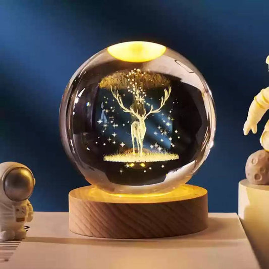 (DEER) 3D Crystal Ball Night Lamp