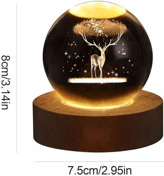 (DEER) 3D Crystal Ball Night Lamp