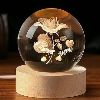 (ROSE) 3D Crystal Ball Night Lamp