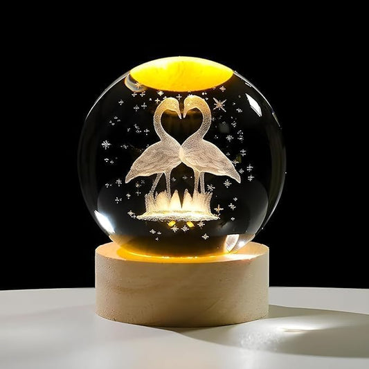 (FLAMINGO) 3D Crystal Ball Night Lamp