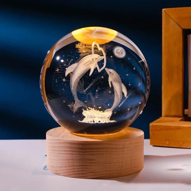 (DOLPHIN) 3D Crystal Ball Night Lamp