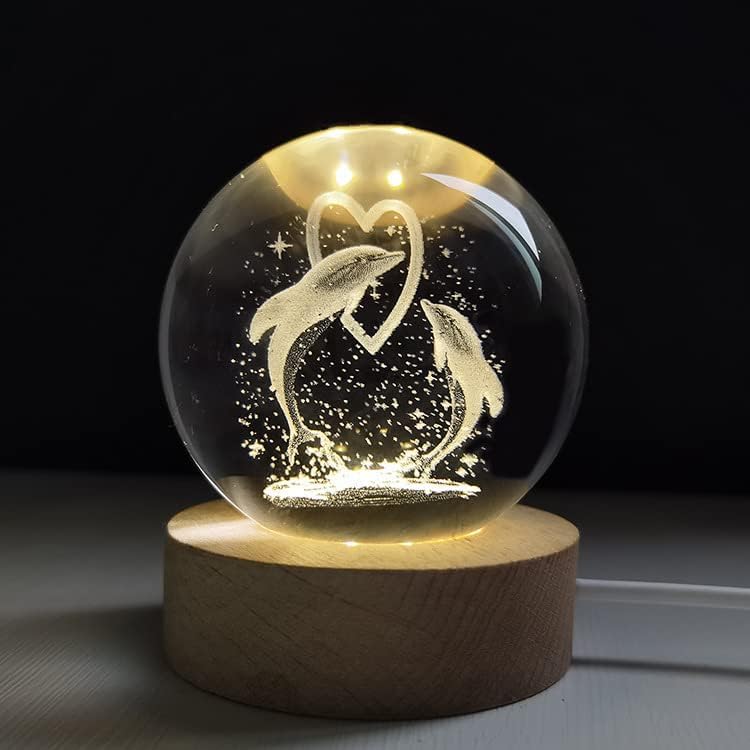 (DOLPHIN) 3D Crystal Ball Night Lamp