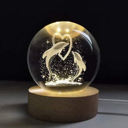 (DOLPHIN) 3D Crystal Ball Night Lamp
