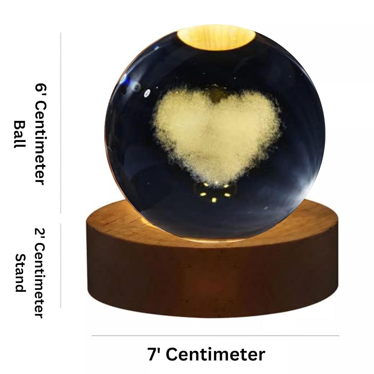 (HEART) 3D Crystal Ball Night Lamp