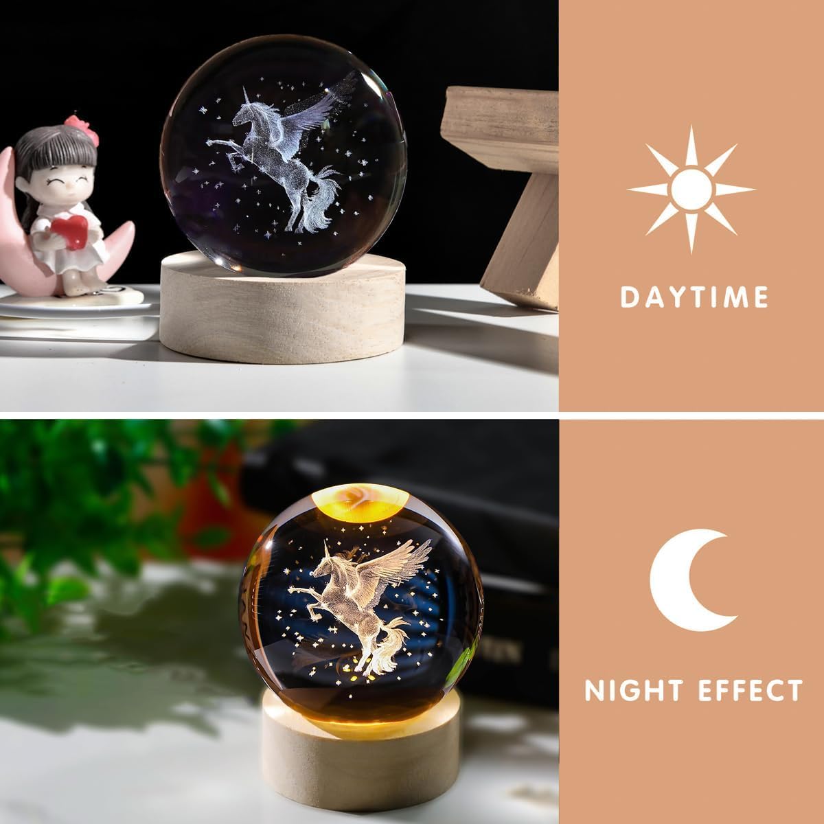 (UNICON) 3D Crystal Ball Night Lamp