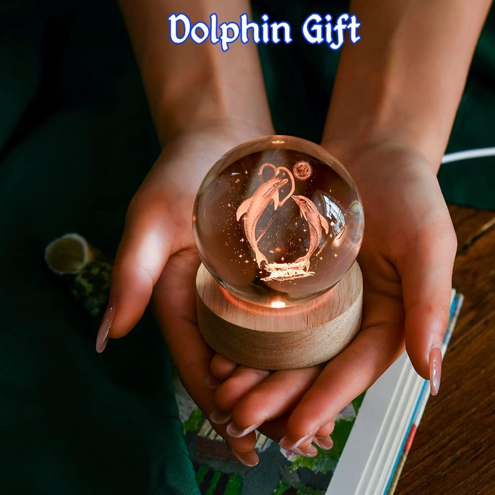 (DOLPHIN) 3D Crystal Ball Night Lamp