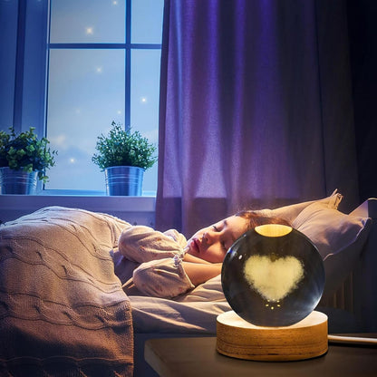 (HEART) 3D Crystal Ball Night Lamp