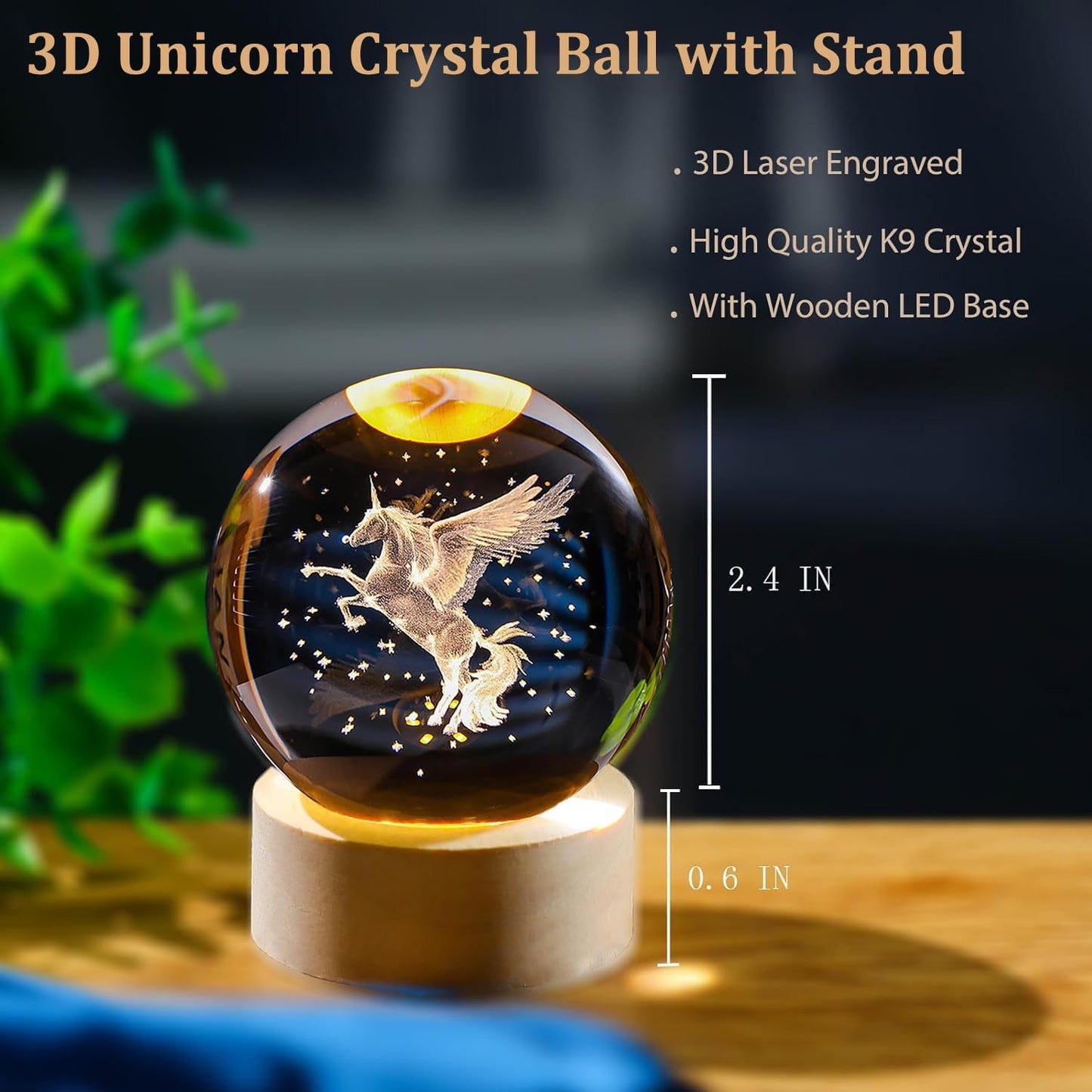 (UNICON) 3D Crystal Ball Night Lamp