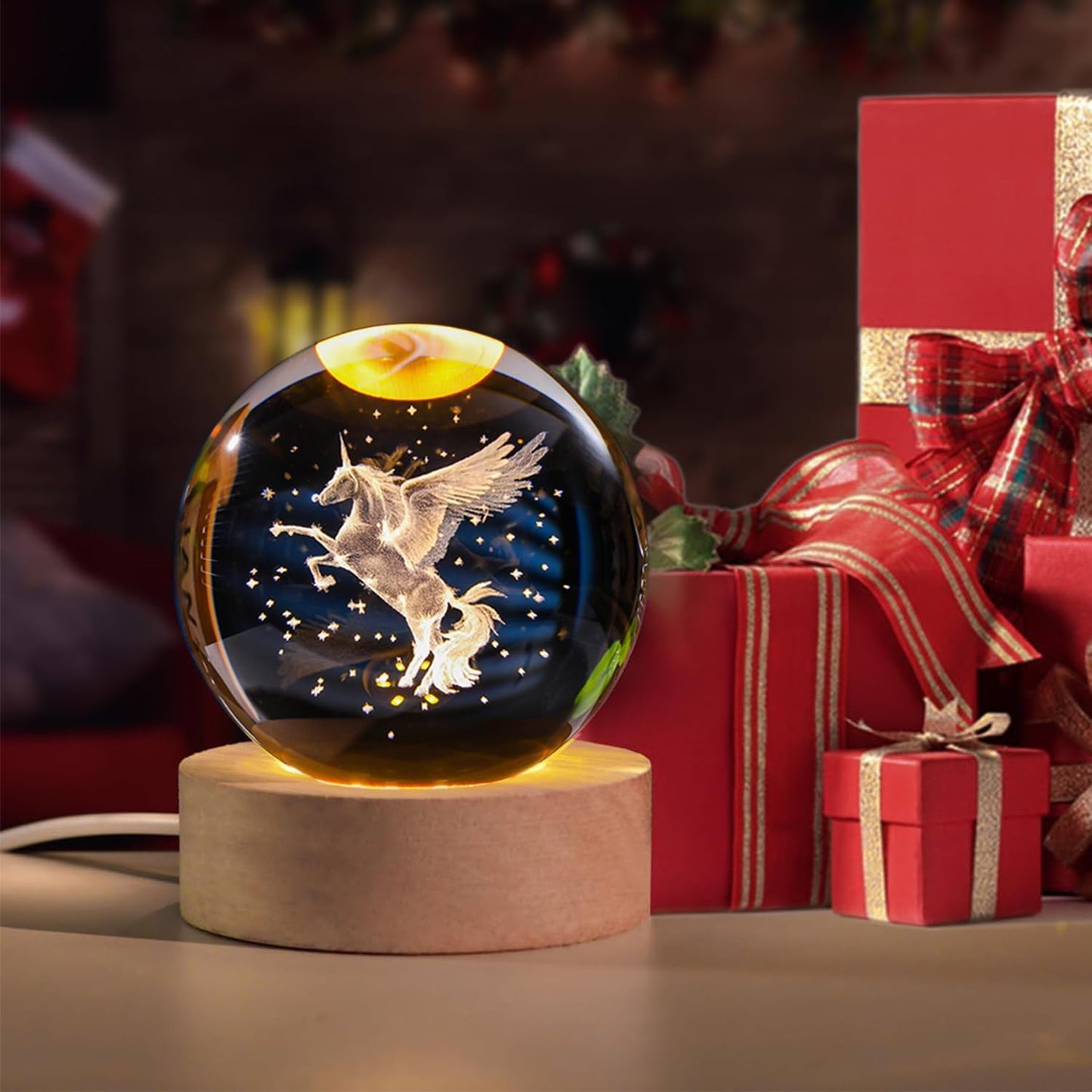 (UNICON) 3D Crystal Ball Night Lamp