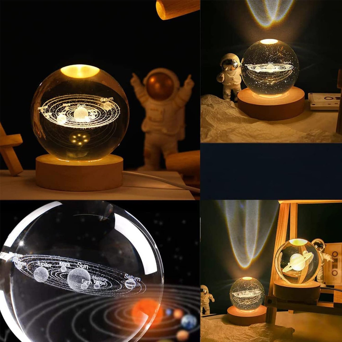 (SOLAR) 3D Crystal Ball Night Lamp