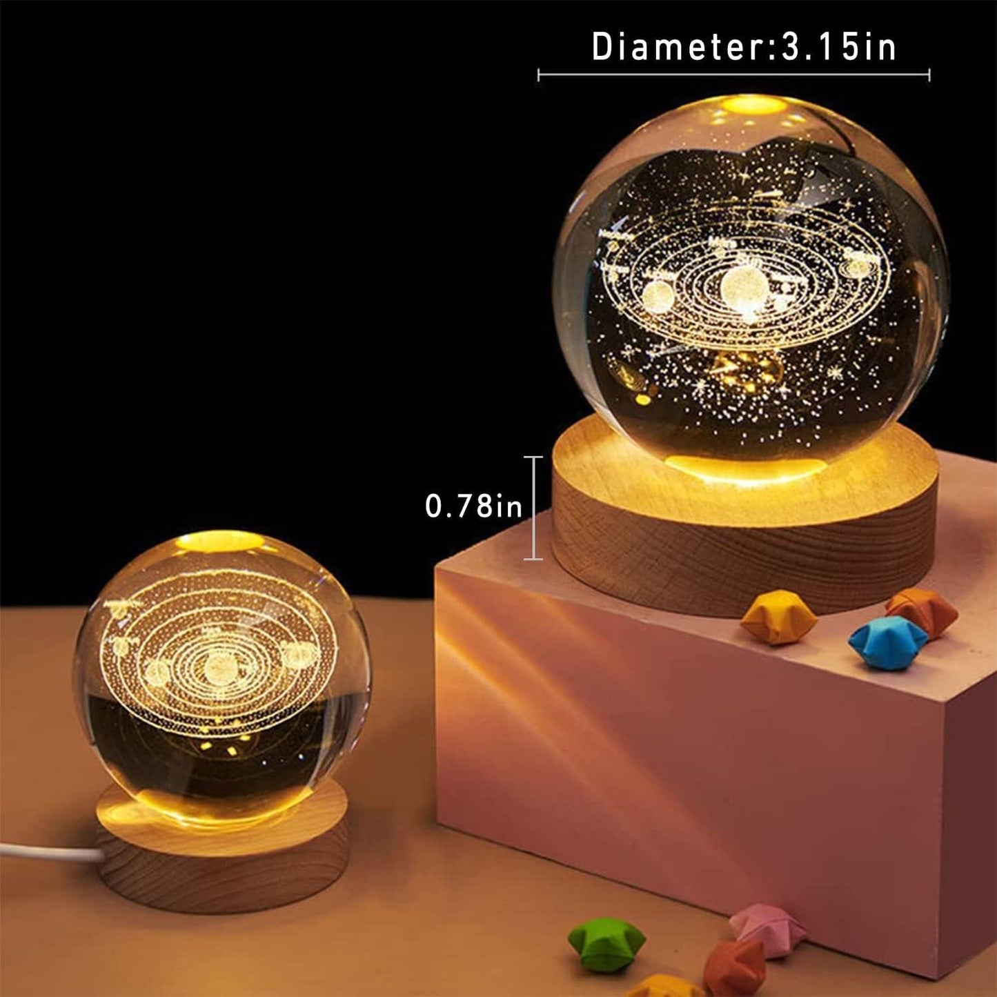 (SOLAR) 3D Crystal Ball Night Lamp