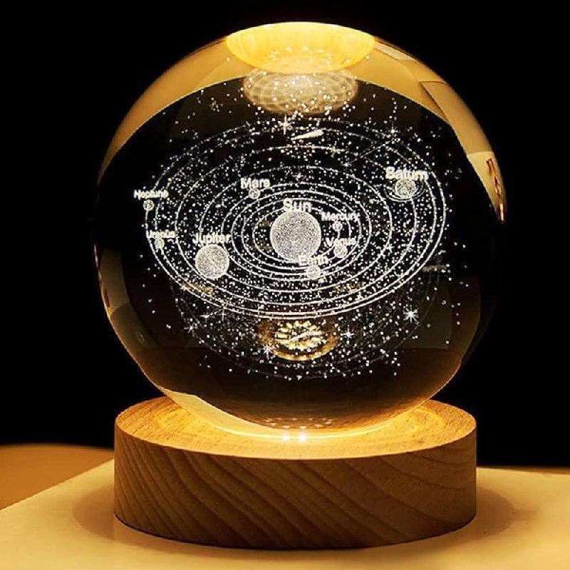 (SOLAR) 3D Crystal Ball Night Lamp